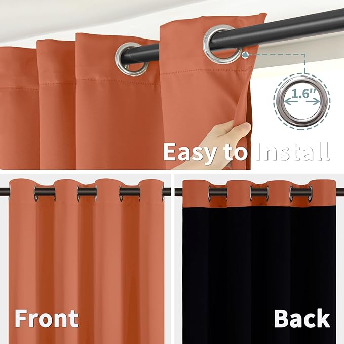 BGment Thermal Insulated 100% Blackout Curtains 72 Inch Length 2 Panels - Image 6