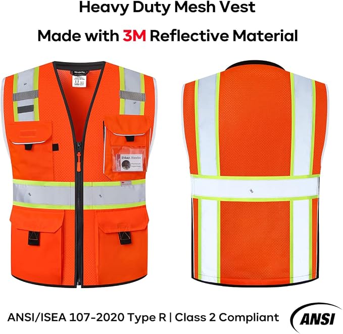 Neopelta Reflective Safety Vest Orange Mesh, Made - Image 5