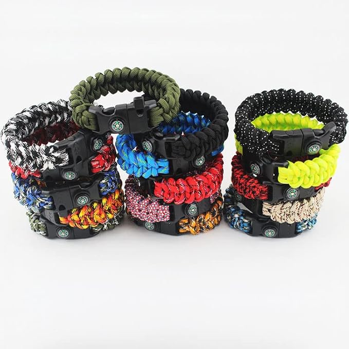 5/8 Inch Compass Flint Scraper Fire Starter Whistle Buckle Paracord Bracelet - Image 4