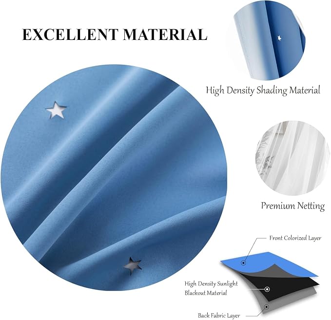 Star Curtains, 2 Panels, Bedroom & Living Room - Image 3