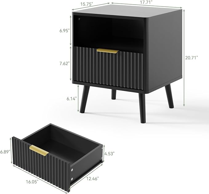 LYNSOM Fluted Dresser and Nightstand Sets 3 Piece, 5-Drawers Dresser and - Image 7