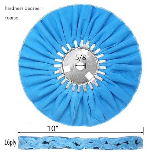 10" Blue Airway Buffing Wheel, 5/8'' Arbor Hole, 16 Plys/Coarse Polishing - Image 2