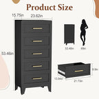 Metal Tall Dresser for Bedroom, 5 Drawer Dresser - Image 3