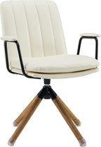 Art Leon Mid Century Modern Chair, Oak Legs Swivel Accent Chair No Wheels by ArtLeon