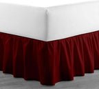 Burgundy Solid Ruffled Bed Skirt Full-21 Inch Drop Split Corner, Microfiber - Image 3