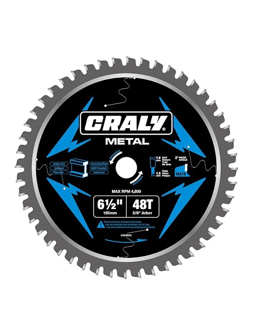 CRALY 6-1/2 Inch 48 Teeth Steel and Ferrous Metal Cutting Circular Saw Blade by CRALY