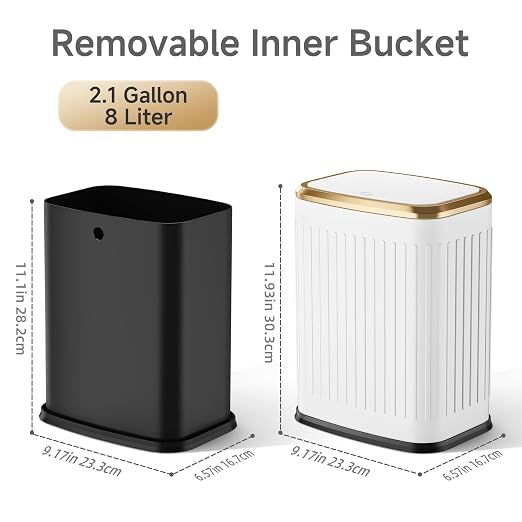 TIPGO Bathroom Trash Can with Lid, 2.1 Gallon / 8 Liter Small Garbage Can - Image 5
