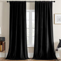 Joydeco Black Velvet Curtains 96 inch Length 2 Panels, Luxury Blackout Rod by JOYDECO