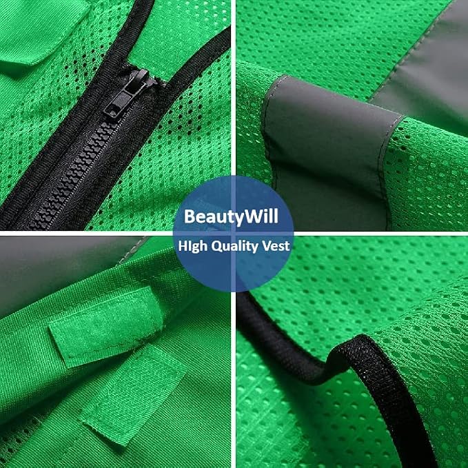 BeautyWill Custom Logo 10/20 Pack Safety Vest Class2 High Visibility Vest - Image 5