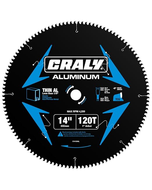 CRALY 14 Inch 120 Teeth Aluminum and Non-Ferrous Metal Cutting Circular Saw by CRALY