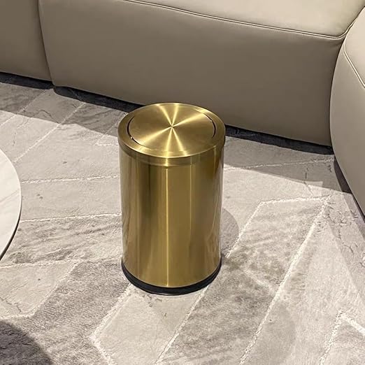 2.4 Gallon Brass Gold Bathroom Trash Can, Fancy Waste Basket Powder Room Bedroom - Image 6