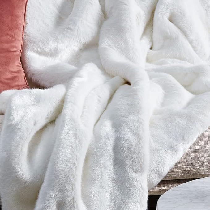White Washable Furry Area Rug Runner Faux Bunny Fuzzy Fur Rugs - Image 3