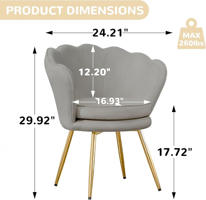 Accent Chairs Set of 2, Velvet Vanity Chair - Image 2