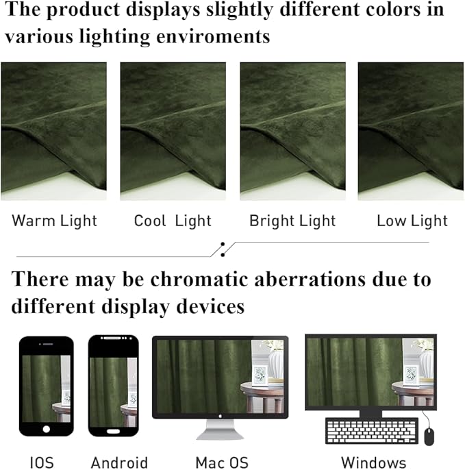 StangH Christmas Velvet Curtains Moss Green Heavy Thermal Insulated Drapes - Image 9