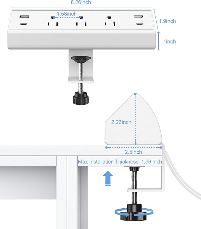 Jgstkcity Desk Clamp Power Strip, 40W Total Fast Charging Station, 2 PD 20W USB - Image 6
