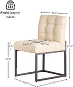 Beige Faux Leather Dining Chairs Set of 4, Mid-Century Modern Dining Room Chairs - Image 2
