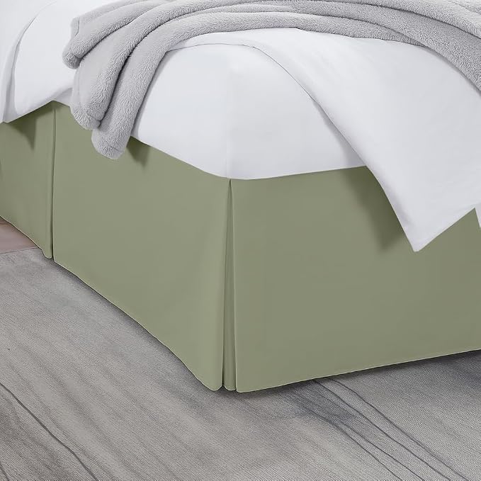 Twin Bed Skirt, Luxury 12 Inch Drop Sage Pleated Bed Skirt, Double Brushed by Unknown
