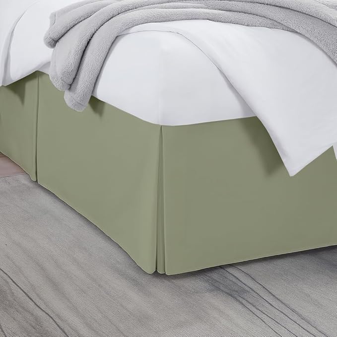 Queen Bed Skirt, Luxury 12 Inch Drop Sage Pleated Bed Skirt, Double Brushed by Unknown