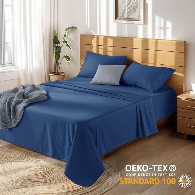 LBRO2M 100% Cotton Sheets Set Deep Pocket 19", 1000 Thread Count Queen Size 4 - Image 6