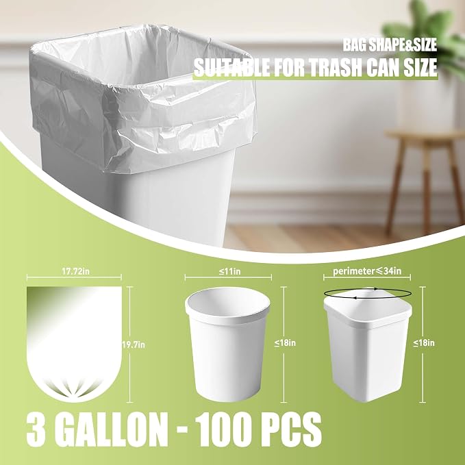 Zhuqing 3 Gallon Trash Bags, 10L Biodegradable Garbage Bags - Image 2
