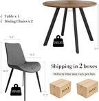34.6'' Dining Table and Chairs for 2, Mid Century Modern Round Table Set - Image 2