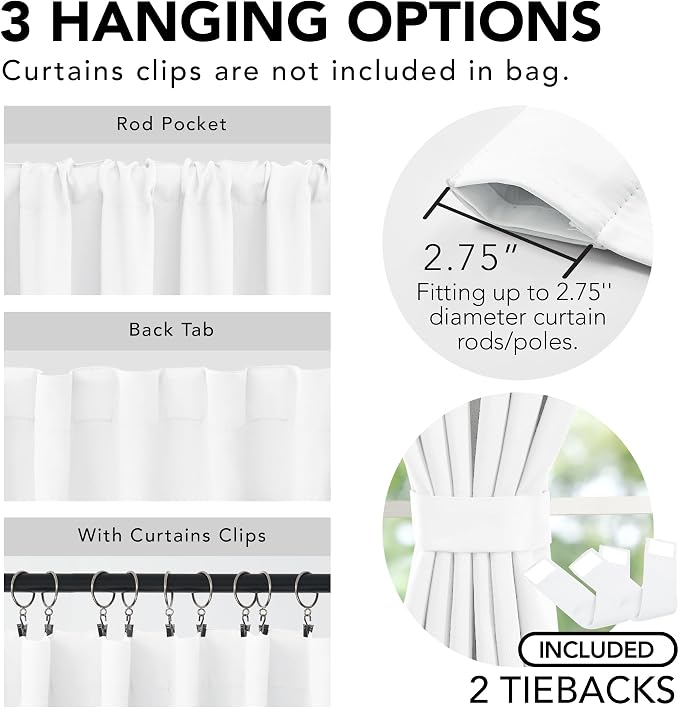 Deconovo Total Blackout Curtains 2 Panels W42 x L54— 100% Blackout, Thermal - Image 3