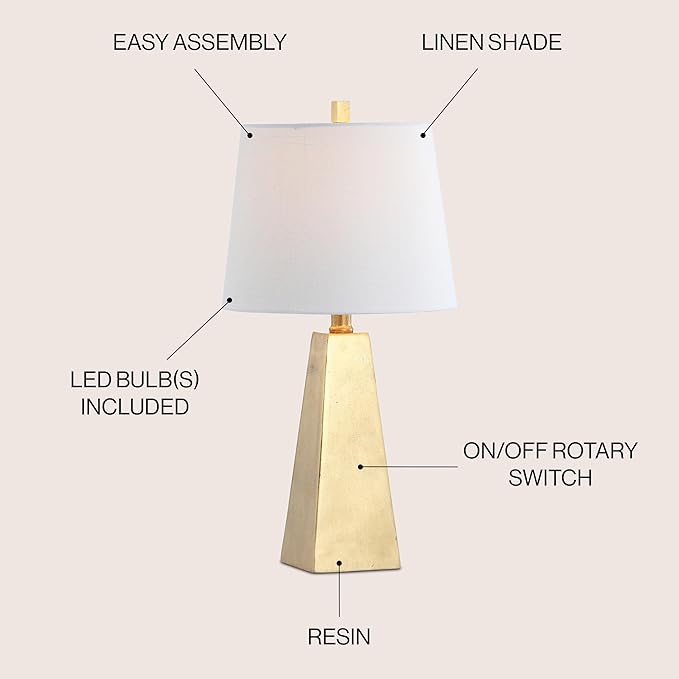 JONATHAN Y JYL1038A 20.5" Modern Glam Gold Table Lamp, Contemporary Geometric - Image 2