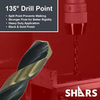 Shars 1/16-1/4" by 64ths 13 Pcs HSS Heavy Duty Black & Gold Finish Jobber Drill - Image 5