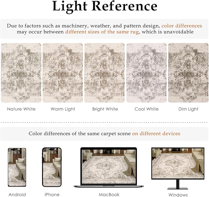 Area Rug 2x3 Beige Washable Entryway Vintage Medallion Carpet Non Slip Low Pile - Image 2