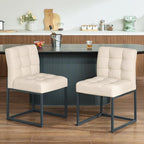 Beige Faux Leather Dining Chairs Set of 4, Mid-Century Modern Dining Room Chairs - Image 4