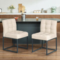 Beige Faux Leather Dining Chairs Set of 2, Mid-Century Modern Dining Room Chairs by GrandNoor