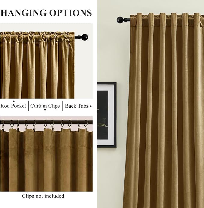 AUSSPVOCT Brown Velvet Curtains 84 Inches - Image 3