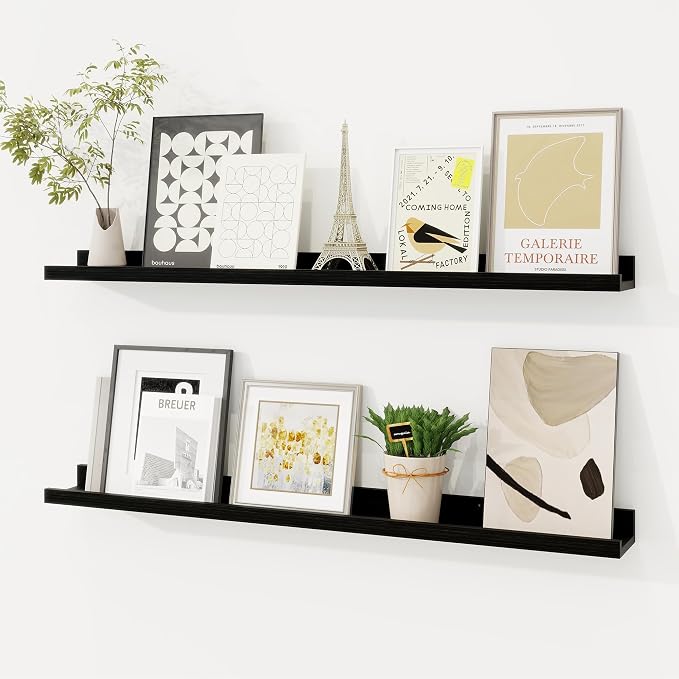 Picture Ledge Shelf, Floating Shelves Set of 2, 32 Inches Solid Wood Nursery by FunMemories
