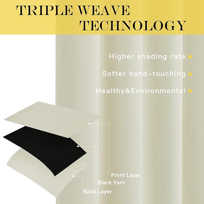 NICETOWN Blackout Drapery Curtain Panel 90 inches Long - Image 3