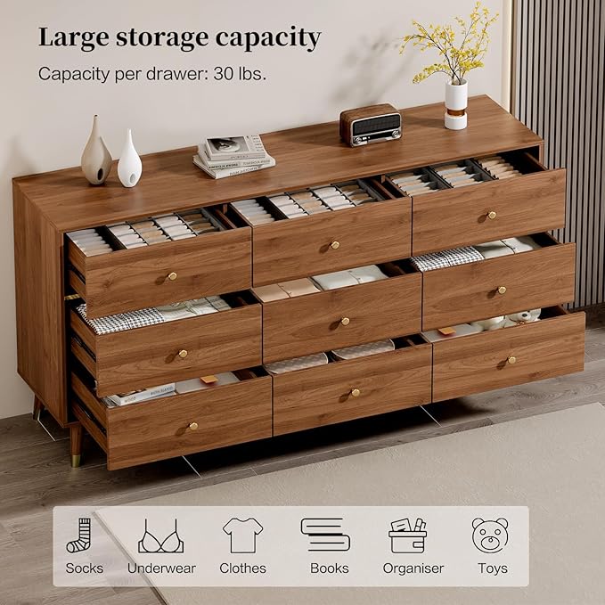 9 Drawer Dresser, Wooden Bedroom Drawer Dresser - Image 3