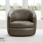 CHITA Genuine Leather Swivel Barrel Chair, Modern Comfy FSC Certified - Image 3