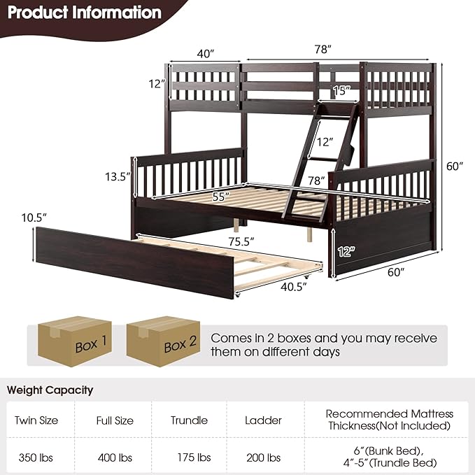 KOMFOTT Wood Twin Over Full Bunk Bed - Image 2