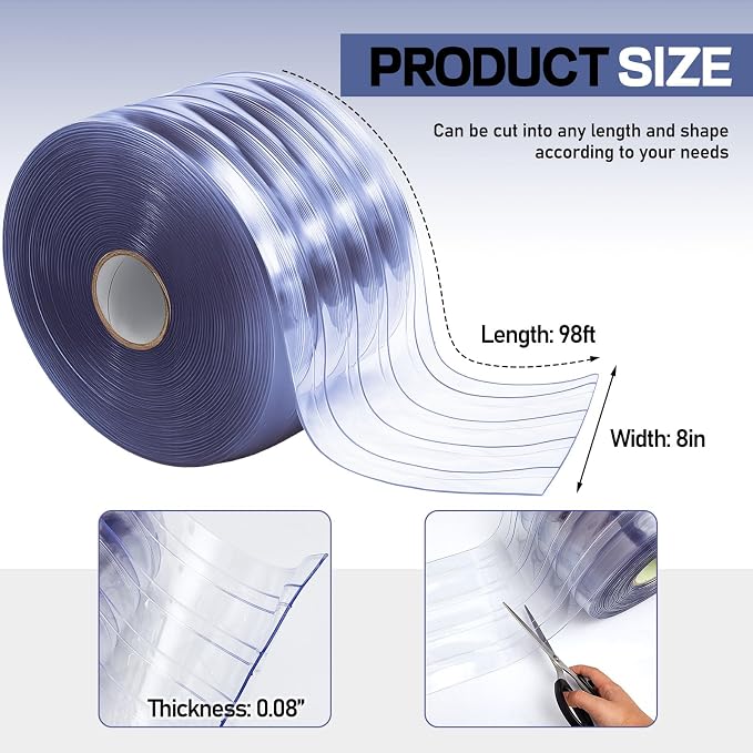Moukeren Plastic Door Curtain for Winter 100 ft x 8 Inch Thermal Insulated - Image 2