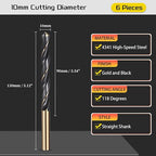 Drill Bit, 10mm Cutting Diameter, 4341 HSS Gold and Black 118° Cutting Angle - Image 2