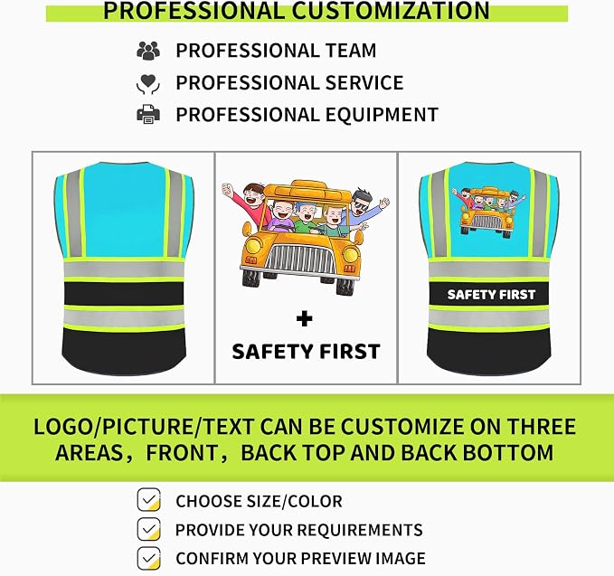 BeautyWill Custom Logo 10/20 Pack Safety Vest Class2 High Visibility Vest - Image 3