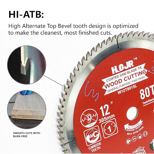 Woodworking Circular Saw Blades 2-Pack 12", Arbor 1", Framing/General Wood - Image 6
