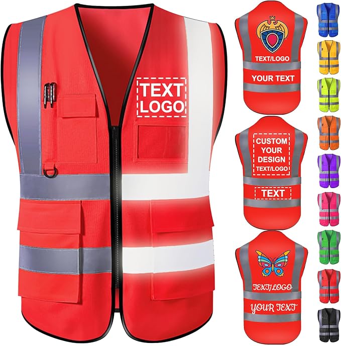 Custom Safety Vest with Logo for Men Women Personalized Class 2 High Visibility by Qingxily