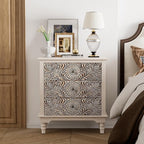 COSIEST Bedside Table Set of 2, Wood Nightstand 3 Drawers, Farmhouse End Table - Image 4