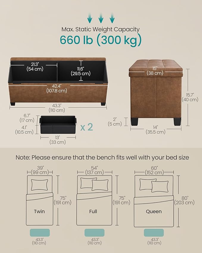 SONGMICS Storage Ottoman, Storage Bench - Image 3