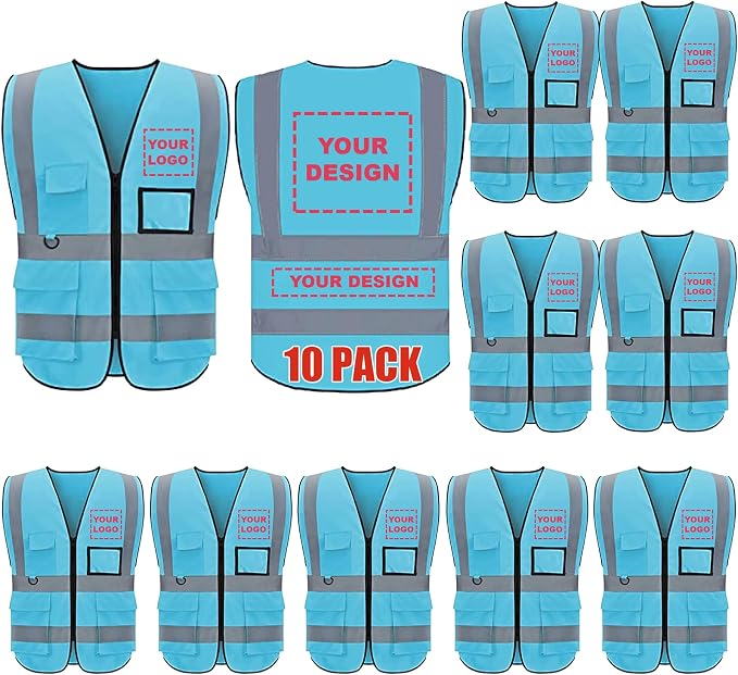 BeautyWill Custom Logo 10/20 Pack Safety Vest Class2 High Visibility Vest by BeautyWill