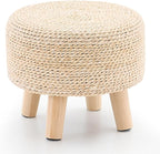 Wimarsbon Round Foot Stool Natural Seagrass Poufs Ottoman Hand Weave Footrest by Wimarsbon