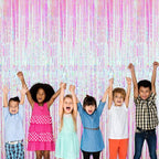 GOER 3.2 ft x 9.8 ft Metallic Tinsel Foil Fringe Curtains Party Photo Backdrop - Image 3