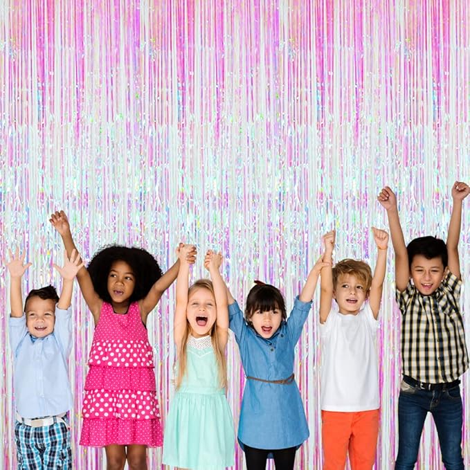 GOER 3.2 ft x 9.8 ft Metallic Tinsel Foil Fringe Curtains Party Photo Backdrop - Image 4