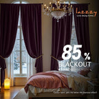Lazzzy Velvet Blackout Curtains Thermal Insulated Room Window Drapes Super Soft - Image 5