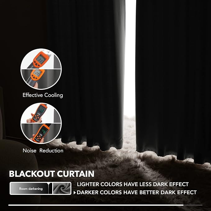 Deconovo Back Tab and Rod Pocket Curtains Blackout Shades Room Darkening Blinds - Image 5